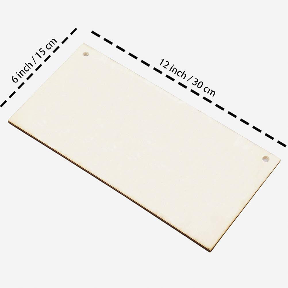JANOU 3pcs Unfinished Wood Sign Blank Rectangle Hanging Wooden Plaque DIY Craft Project Wood Sign with Rope Door Wall Art Decorative, 6x12''