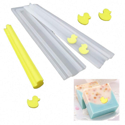 Little Rubber Duck Shaped Long Tube Silicone Mold Duckling Column Chocolate Candy Mold Handmade Candle Mold Embed Soap Making Supplies