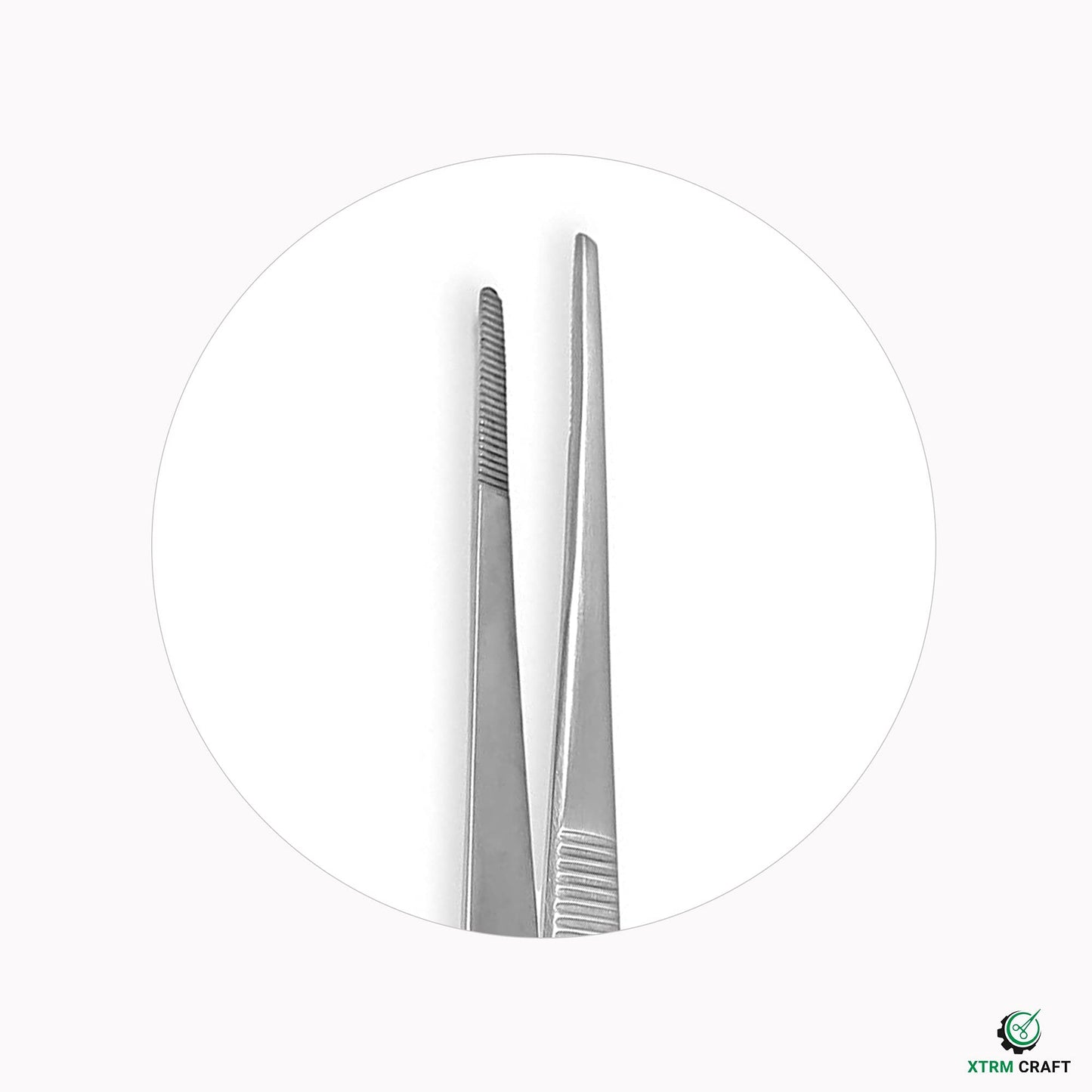 XTRM CRAFT Thumb Dressing Forceps, Mulipurpose Tweezer Stainless Steel, Serrated Tip Straight 12 Inch