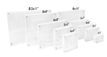 Isaac Jacobs 6” x 8” Super Thick [28MM Thickness] Clear Acrylic Magnetic Block Picture Frame, Double-Sided, Frameless, Freestanding, Floating Photos, for Desktop & Tabletop Display (6x8)