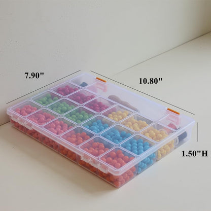 BangQiao 4 Pack Fixed 21 Grids Clear Plastic Storage Box, Transparent Organizer Container Case for Small Parts, Bead, Button, Jewelry, Diamond, Craft Supplies,Sewing Kit, DIY Accessories
