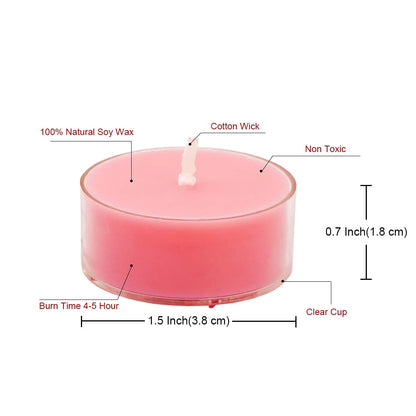 DEYBBY Natural Scented Soy Wax Tealight Candles Bulk, Rose Aromatherapy Luxury Tea Candle Set of 36-4 Hour Burning Great Gift