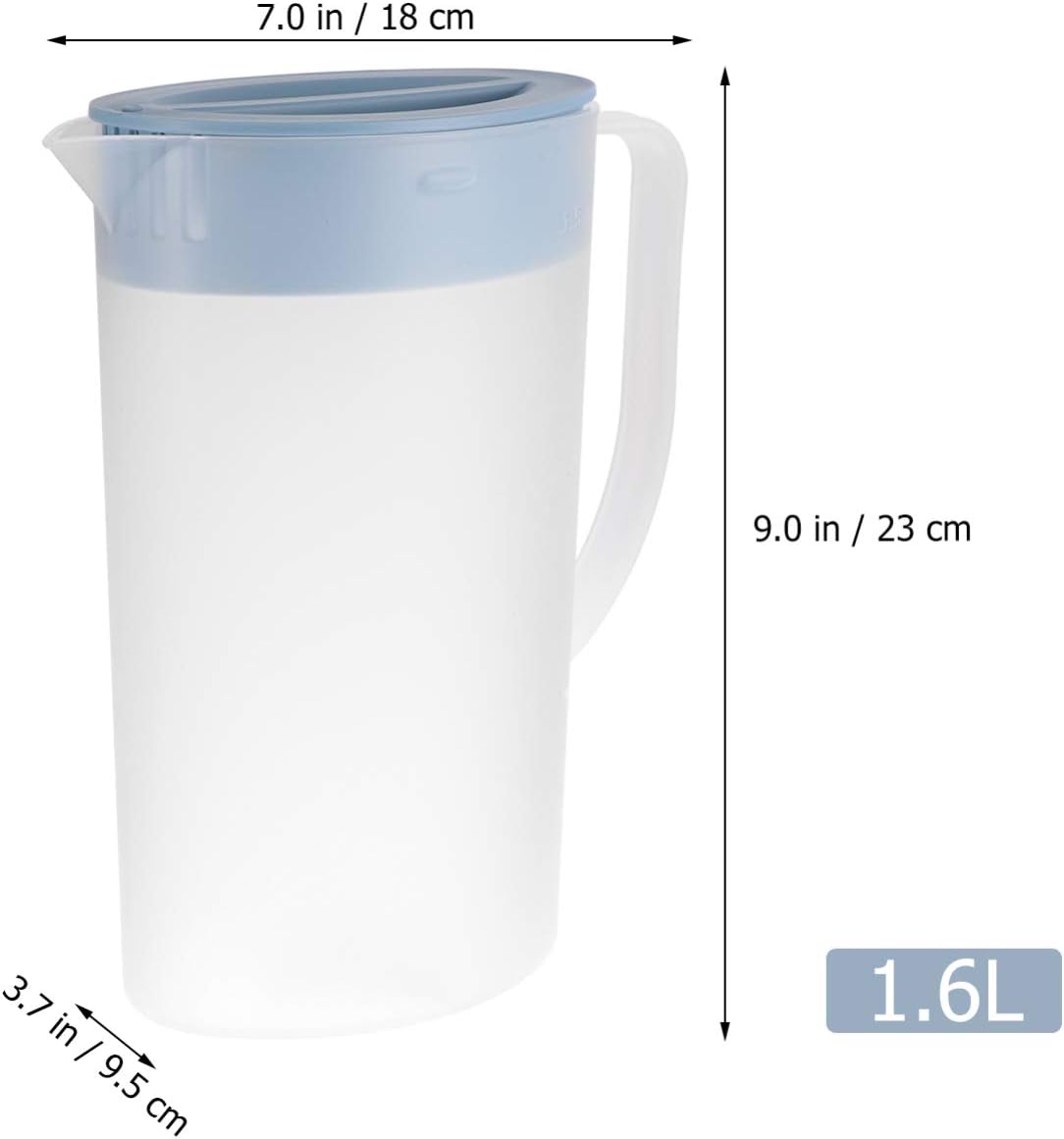 Housoutil Juice Pitcher Carafes, 1.6 Litre Plastic Drink Pitcher with Lid for Cold Beverages