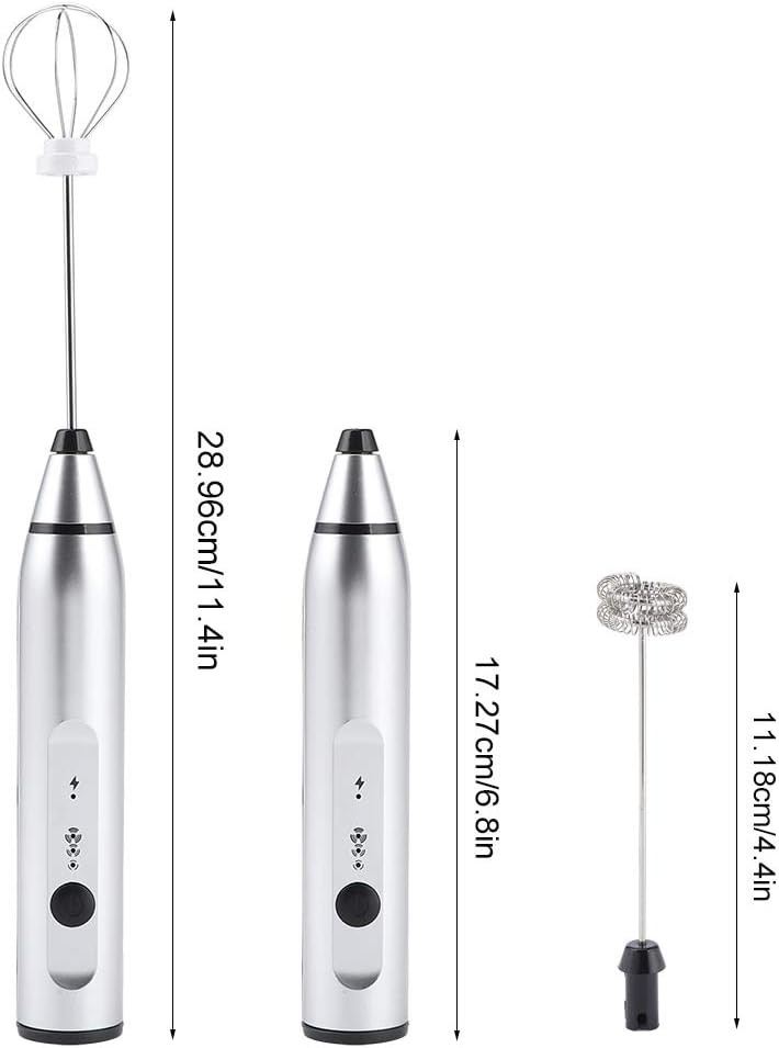 Electric Egg Blender, USB Rechargeable Handheld Egg Beater, Milk Frother for Coffee, Latte, Hot Chocolate (Silver)