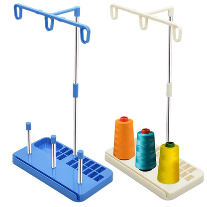 Vuzvuv 2 Pack Thread Holders - Organizer for Embroidery & Sewing Machines, Holds 3 Spools, Suitable for Beginners & Adults, White-Blue