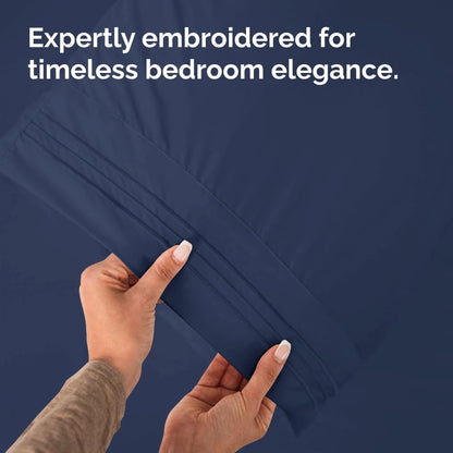 Skiennix Standard Pillow Cases Set of 4 - Ultra Soft Hotel Quality Covers - Navy Blue, Machine Washable