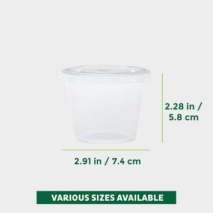 Freshware Plastic Portion Cups - 5.5 Ounce Souffle Cups with Lids | Ideal for Jello Shots, Sauces, and Snacks (100 Sets)
