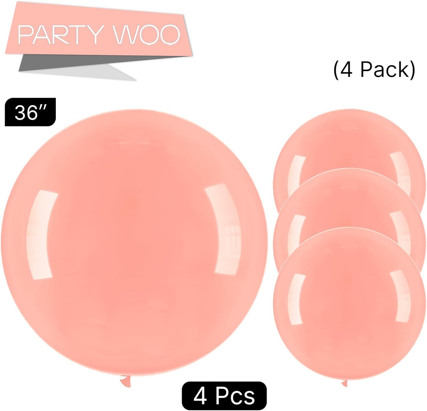 PartyWoo Extra Large Pastel Orange Balloons - 36 Inch Jumbo Latex for Baby Showers & Birthdays