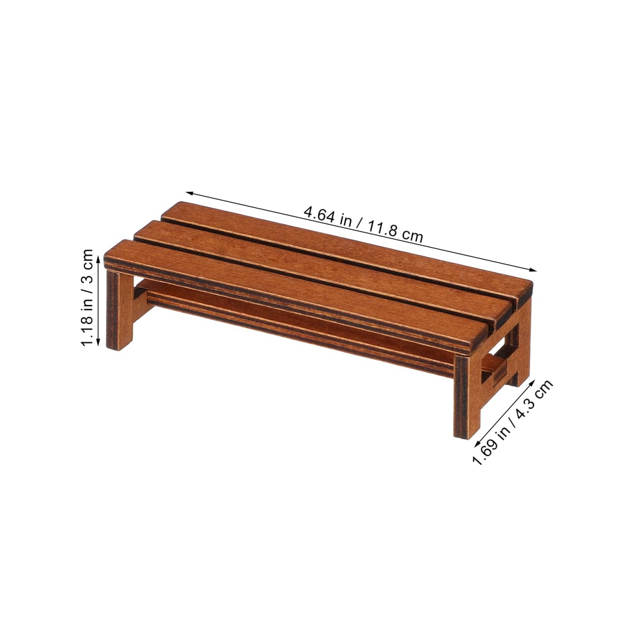 ibasenice 2Pcs Miniature Dollhouse Bench Set - 1:12 Scale Wooden Park Chair Furniture Accessories, Tiny Brown Garden Benches for Fairy Gardens, Christmas Village, Crafts, and Photography Props