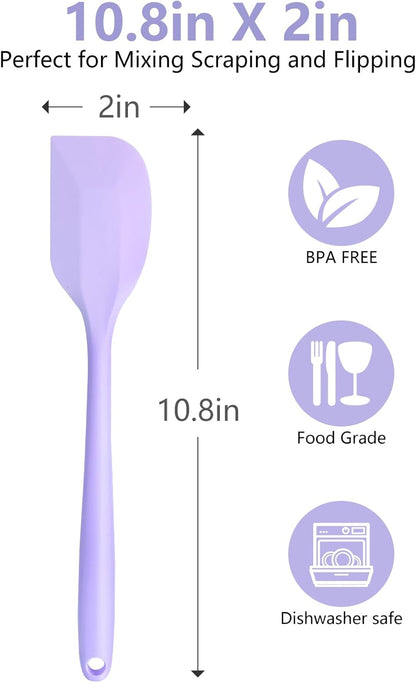 Purple Rubber Spatula, 10.8In Silicone Spatula for Cooking, Heat Resistant, Flexible for Nonstick Cookware
