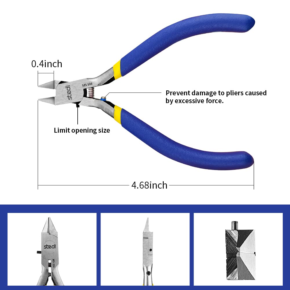 stedi 4.7-inch Model Nipper, with Ultra-thin Single-edge and Blade Case Plastic Model Tools for Gundam Repairing Plastic Model and Fixing，Blue