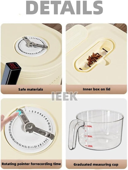 25 Lbs IEEK Rice Dispenser, Large Cereal Dry Food Storage Containers with Measuring Cup and Lid,Moisture Proof Airtight