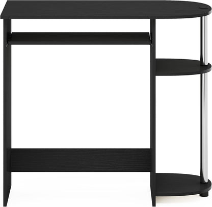 Furinno Simplistic Computer Desk with Keyboard Tray, Easy Assembly, Americano/Stainless Steel