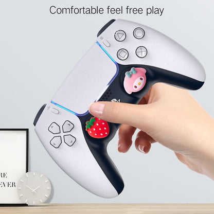 PERFECTSIGHT Cute Thumb Grip Caps for Switch 2 2025, PlayStation 4/5, PS5, PS4, Xbox Series X/S, Xbox One, Switch Pro Controller, 4PCS Kawaii Soft Rubber Analog Thumbsticks Joystick Cover, Strawberry
