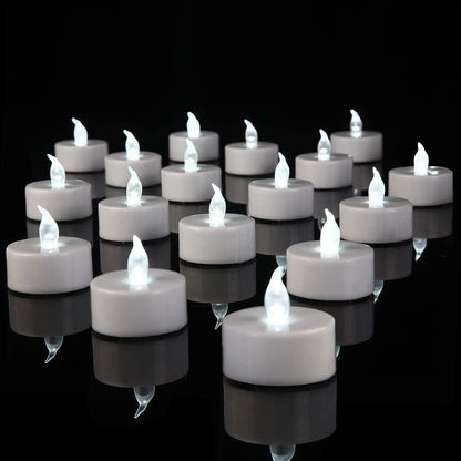 YIWER 50pcs Flameless Tea Lights Candles Realistic LED Flickering Operated Pumkin LED TeaLights Candles Long Lasting Electric Fake Candles Decoration for Party and Gifts Ideas
