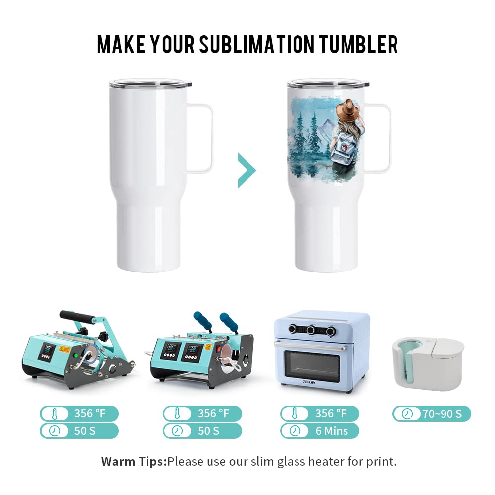 PYD Life Sublimation Tumblers Blanks with Handle 25 OZ Coffee Travel Car Stainless Steel Mugs Cups with Leakproof Lid for Mug Tumbler Heat Press Sublimation Oven Printing 4 Pack