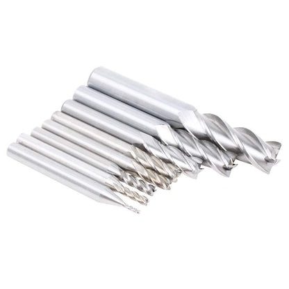 AUTOTOOLHOME 8PCS HSS 4 Flute End Mill Cutter Set, Straight Shank High Speed Steel Milling Bits 1/16" to 1/2" for CNC Router, Milling Machine, Metal, Wood, Plastic
