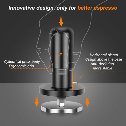 51mm Calibrated Espresso Tamper with Adjustable Pressure Feature, Anodized Aluminum Handle and Stainless Steel Base