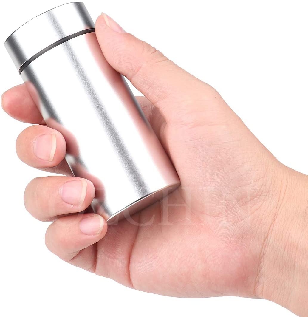 OZCHIN Aluminum Storage Jar Portable Airtight Smell Proof Container Bottle Multipurpose Storage Container for Spices, Coffee & Teas 80ml (Silver&Black)