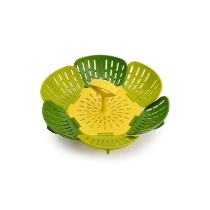 Joseph Joseph Bloom Folding Steamer Basket for Vegetables, Expandable for Various Pans, Compact Storage - Green
