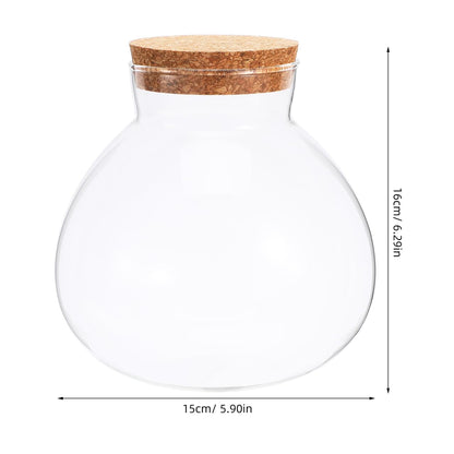 Toddmomy Glass Terrarium Bottle with Cork Lid, Closed Micro Landscape Round Jar, Desktop Moss Container for DIY Fairy Garden and Plant Ecosystem