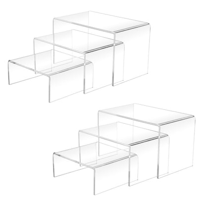 Cerpourt 2 Sets Acrylic Display Risers(4",5",6") Product Stand ((4"x5"x6") Clear Risers)