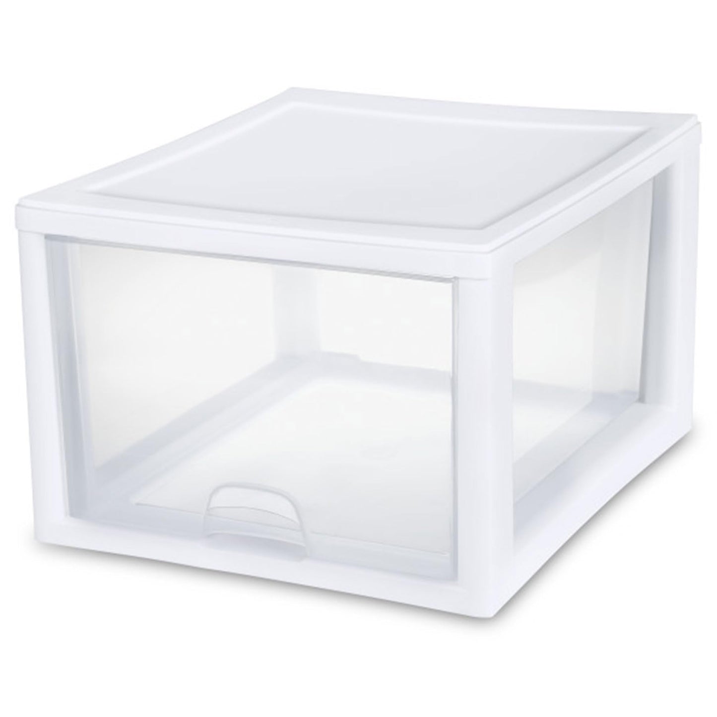 Sterilite 16-Pack 27 Quart Stacking Drawer, Clear Storage Closet Organizer, White Frame - Stackable Modular Plastic Drawers for Clothes, Accessories, Craft Supplies, Shoes or Linens