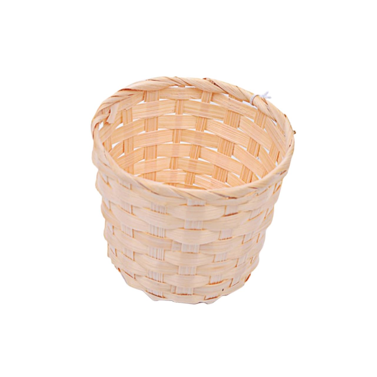 SAFIGLE Bamboo Desk Paper Wastebasket Straw Basket Weaving Organizer, Small Finishing Basket