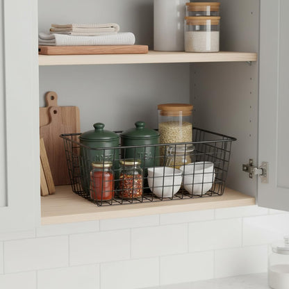 HDYOUDO Metal Black Large Wire Basket Food Storage Organizer,pantry organizers and storage for Organizing Kitchen Cabinets potato onion, 4 Pack