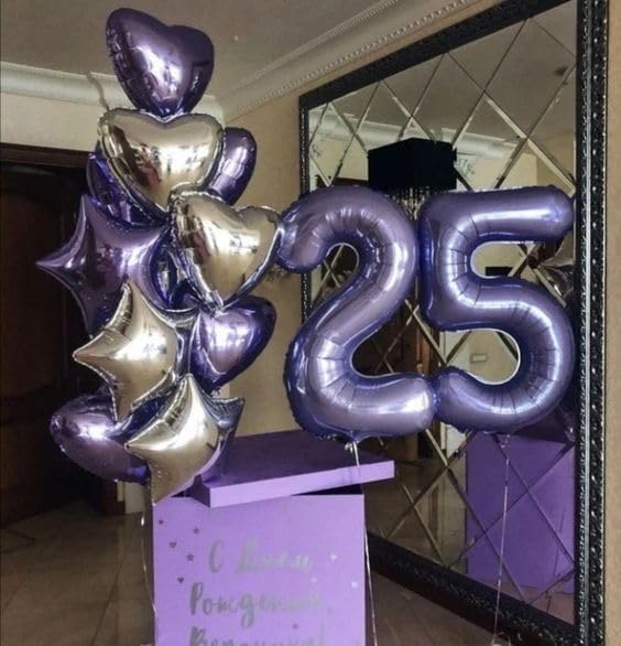 Purple Number 60 Balloon - 40 Inch Giant Foil Decoration for 60th Birthday Party Supplies
