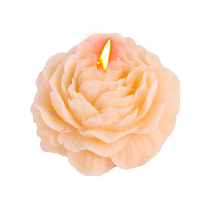 Peony Flower Shape Candles 1 Pack Soy Wax Decorative Candle for Bedroom Home Scented Candle Gift to Friends Family (Champagne)