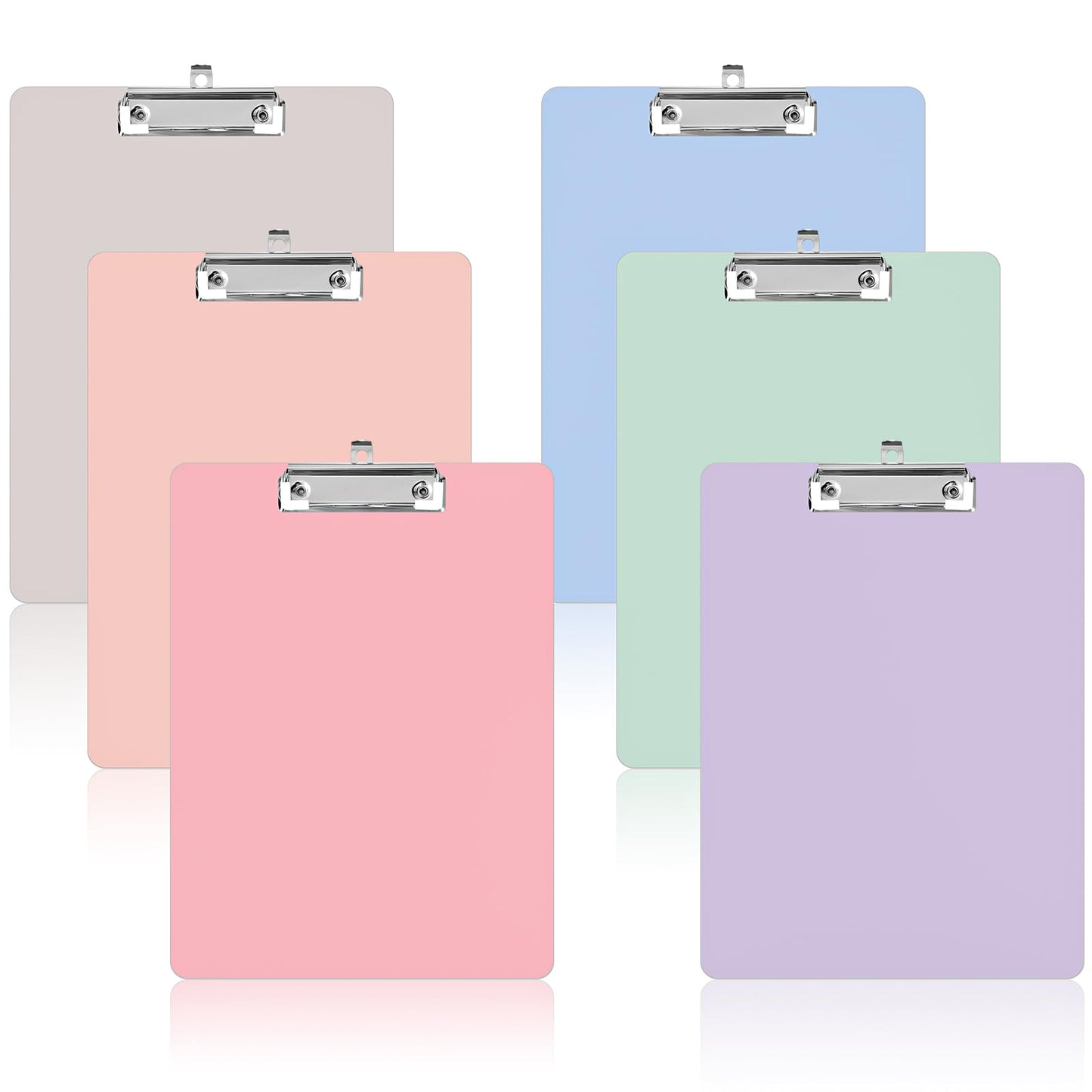 Geyoga 6 Pcs Plastic Clipboards with Low Profile Metal Clip, 12.3 x 8.9 Inch Hangable Low Profile Clipboard Standard A4 Letter Size for Nurse Office Clerk School Students Restaurant(Light Color)