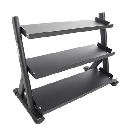 TKO 3-Tier Dumbbell Rack & Kettlebell Rack | Perfect for Any Home Gym | Black Weight Stand | Keep Your Workout Area Clean & Safe