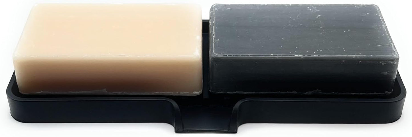 9"x3.5") Happitasa Silicone Soap Dish Tray and Sponge Holder with Drain Chute, Rectangular, Kitchen and Bathroom Sink