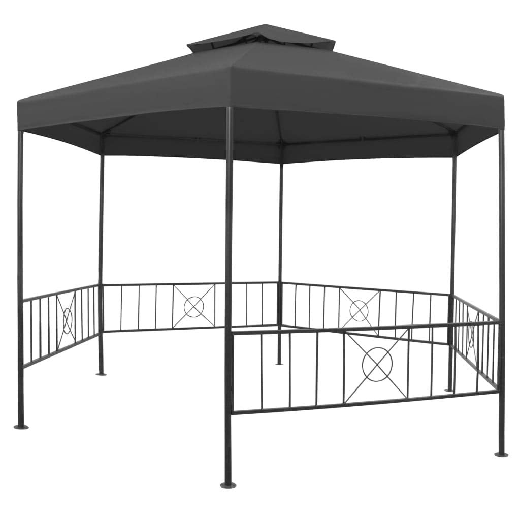 Large Hexagonal Garden Gazebo, Anthracite Powder-Coated Steel Frame, 127.2x127.2 inch Outdoor Canopy Tent for Patio, Backyard Events Outdoor Structures