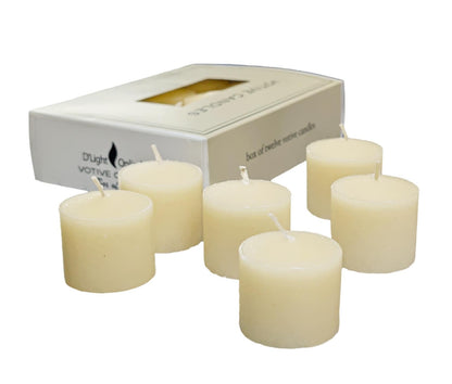 D'light Online Elegant Creamy Ivory Unscented Votive Candles - for Birthdays, Baby Shower, Home Decoration and Weddings (Ivory, 10 Hour - Set of 12)