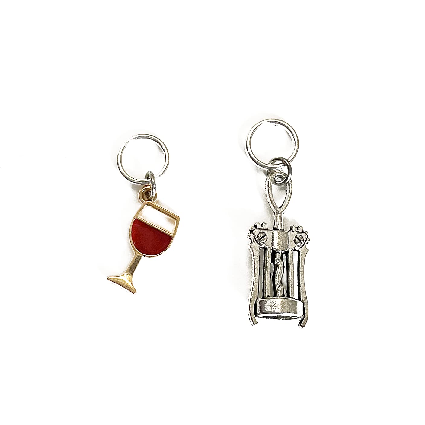 Pretty Warm Designs Wine Lover Stitch Markers with Metal Case, Set of 6 Knitting Notions and Enamel Metal Yarn Markers for Fiber Arts