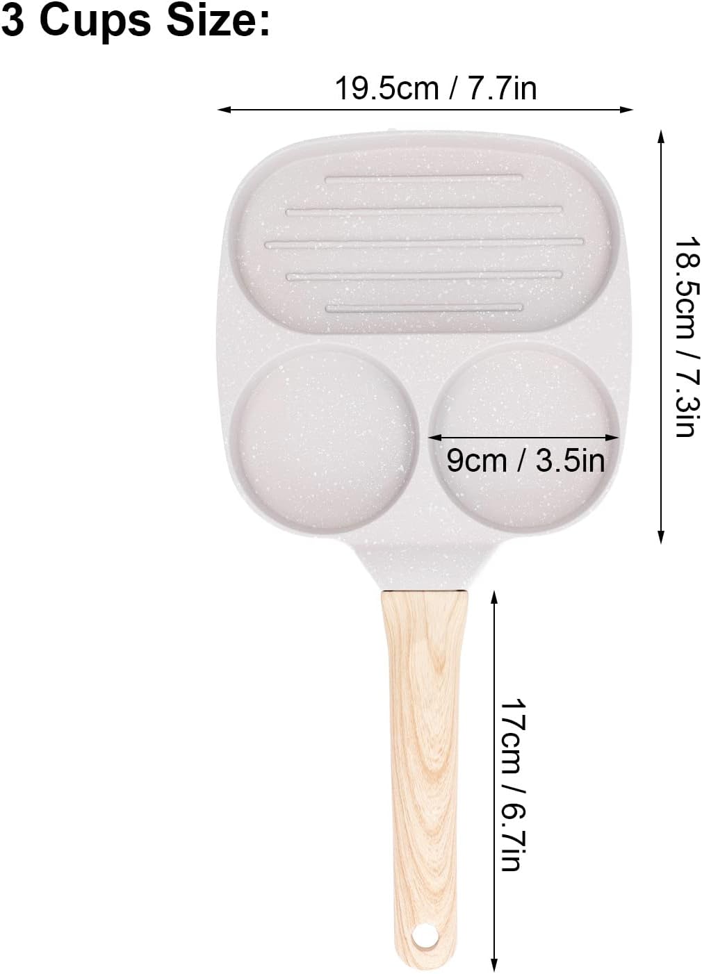 Egg Frying Pan, Nonstick Grill Pan, Aluminum Alloy Divided Frying Pan, 3 Cup, Heat Resistant Handle