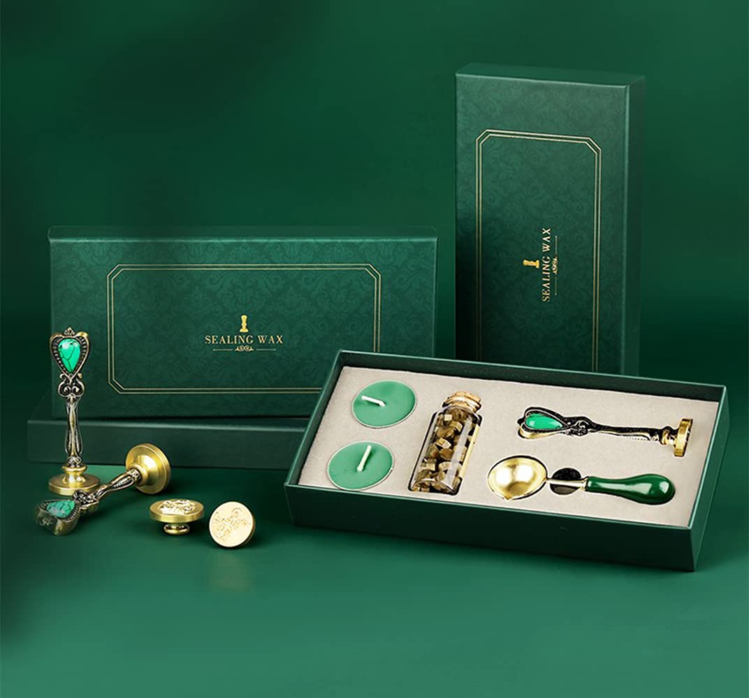 YOSENLING Fancy Letters G Wax Seal Stamp Set - European Style Personalized Wax Seal Stamp Kit Gift Box Set for Letter Cards Invitations