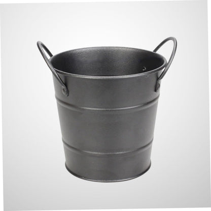 Small Black Metal Food Container, Portable Ice Bucket, Mini Tinplate Basket, Dipping Sauce Snack Bucket, Metal Barrel