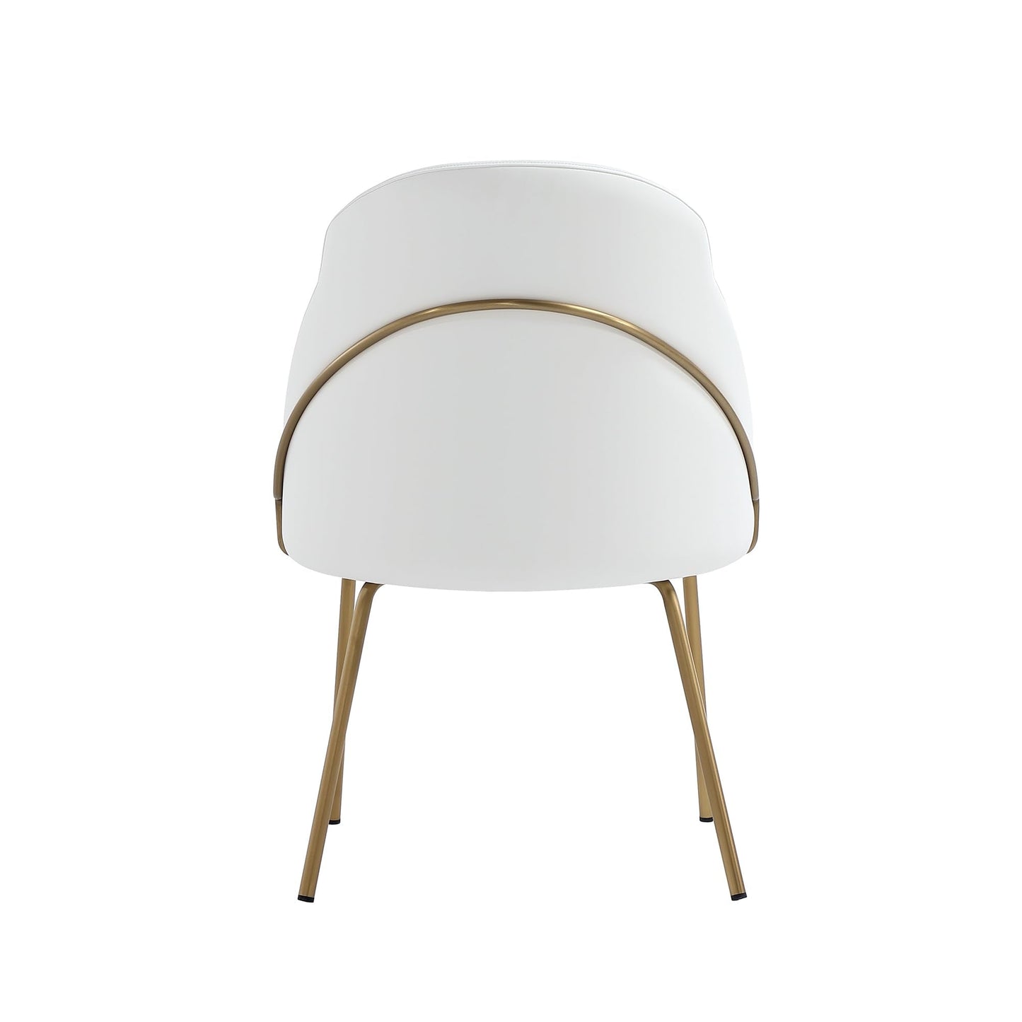 Manhattan Comfort Gracie Modern Faux Leather Dining Chairs, Upholstered Leatherette Seat, Steel Legs, High-Density Foam, Comfortable & Stylish Kitchen and Dining Room Chairs, Set of 2, White and Gold