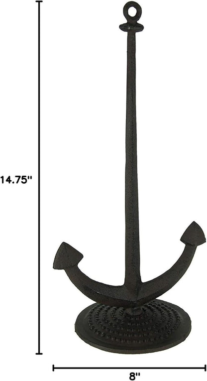 Moby Dick Specialties Rust Brown Cast Iron Nautical Ship Anchor Paper Towel Holder