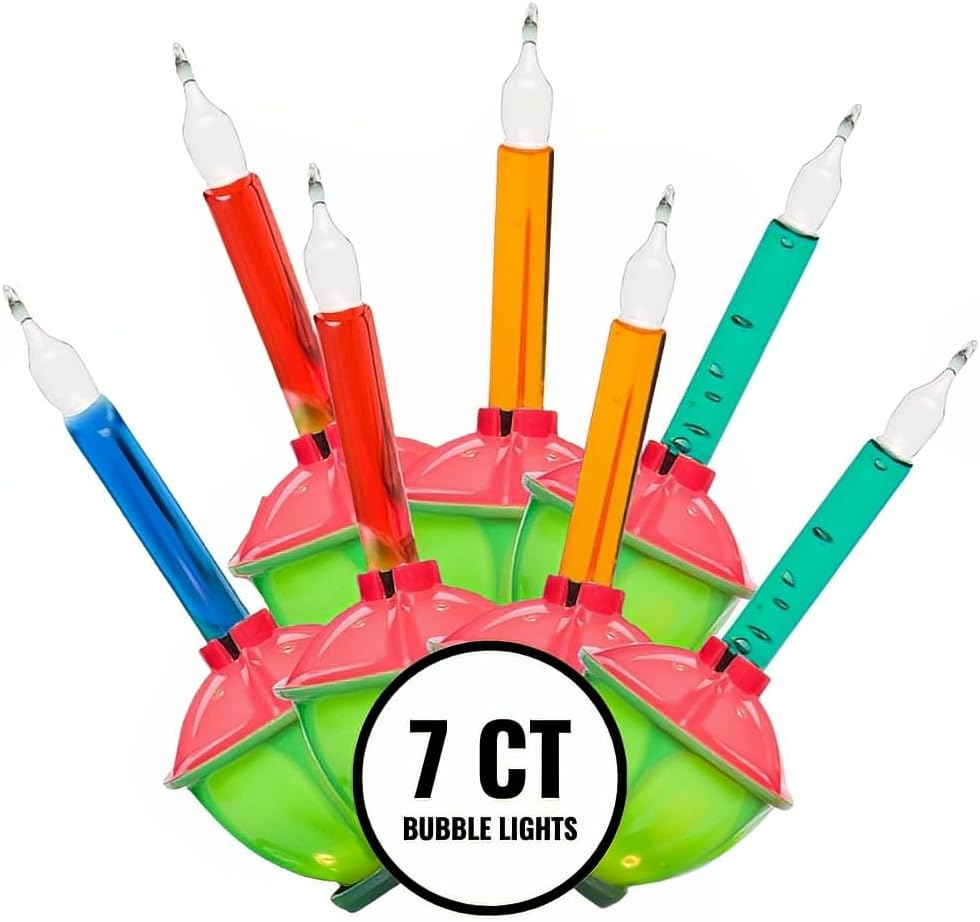 7 Count Bubble Lights, Red/Green Base, Multicolor by Brite Star