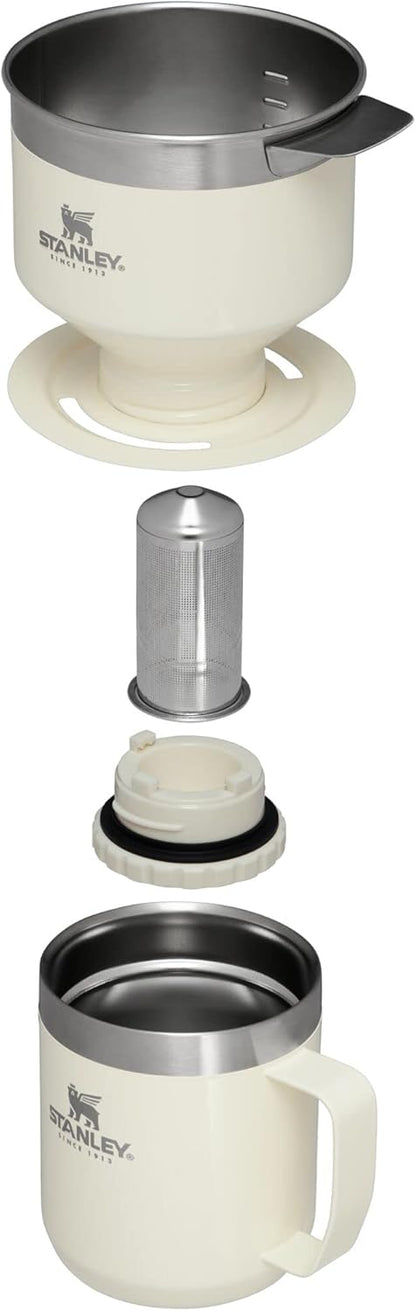 Set 12 oz STANLEY Perfect Brew Pour Over | Camp Mug with Lid Included | Drip Coffee Maker with Reusable Filter |