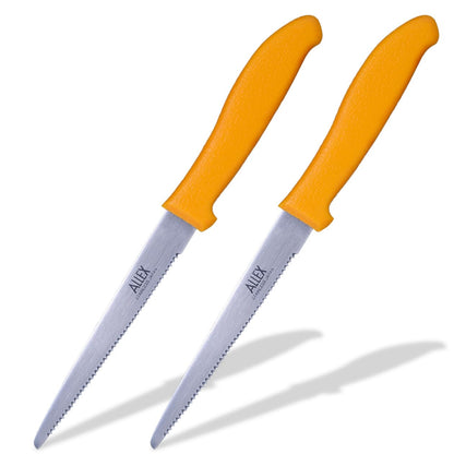 ALLEX Cardboard Cutter Tool Heavy Duty 5" – Japanese Stainless Steel Blade – Serrated Utility Knife for Cardboard, Styrofoam, Foam, Insulation – Made in Japan – Yellow (2 PCS)