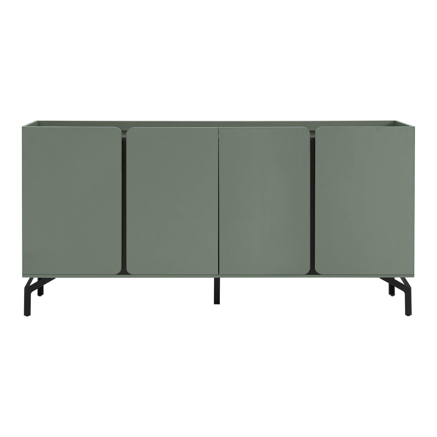 24/7 Shop at Home Elwin 60" Modern Sideboard Buffet, Storage Cabinet with Doors and Adjustable Shelves for Dining, Living Room, Kitchen, Entryway, Office, Sage Green & Black