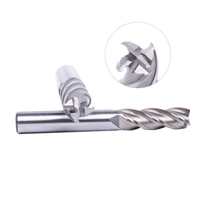 AUTOTOOLHOME 8PCS HSS 4 Flute End Mill Cutter Set, Straight Shank High Speed Steel Milling Bits 1/16" to 1/2" for CNC Router, Milling Machine, Metal, Wood, Plastic