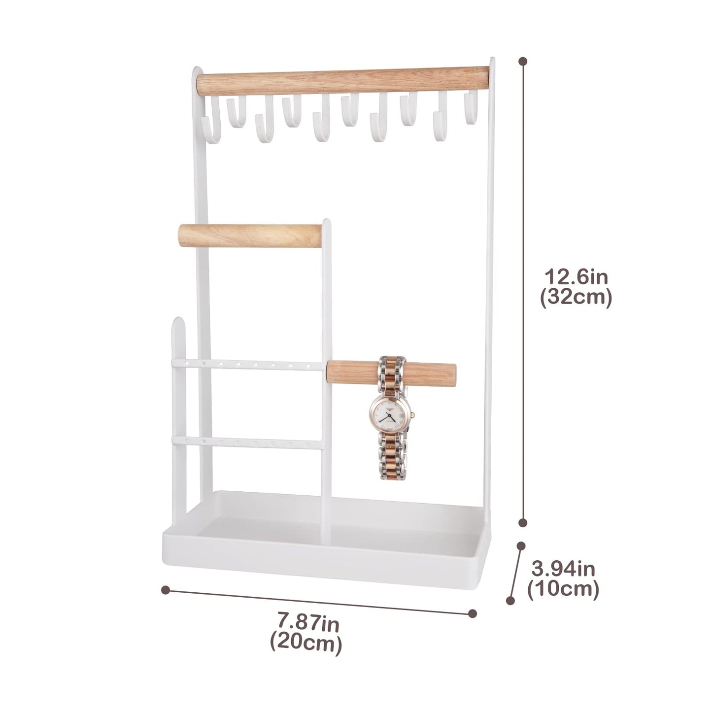 ProCase Cute Jewelry Stand, Aesthetic Jewelry Organizer for Dresser Vanity, Jewelry Holder Display for Necklaces Earrings, Gifts for Teen Girls Women, Bedroom Dorm Decor -Medium, White