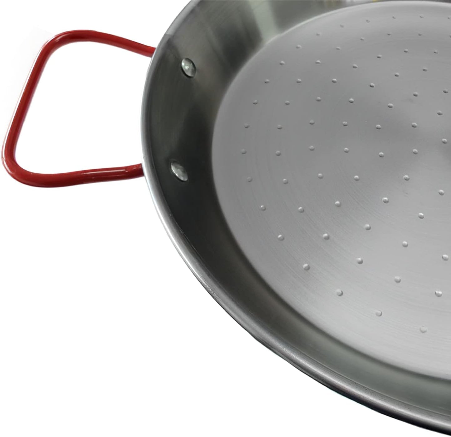Garcima La Ideal Polished Steel Paella Pan, 30 cm, Silver/Red