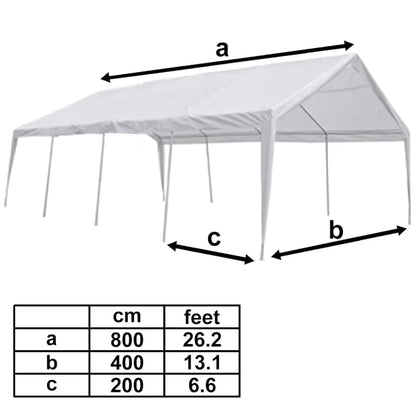 Xhnifbn White Party Tent 26.2'x13.1' PE Canopy Gazebo with Steel Frame, 4 Sidewalls & Windows, UV-Resistant Shelter for Backyard Camping Festivals Outdoor